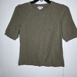 Evereve Olive Green Short Sleeve Crewneck Top-XS